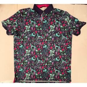 Greyson mens polo size XL Teton pines golf multi short sleeve navy
